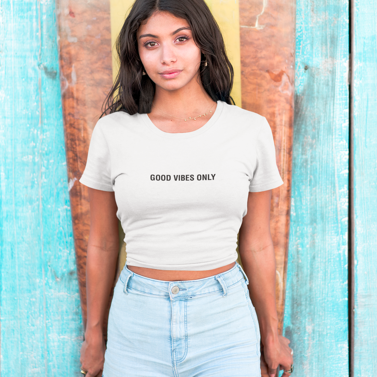 GOOD VIBES ONLY WOMEN'S CROP