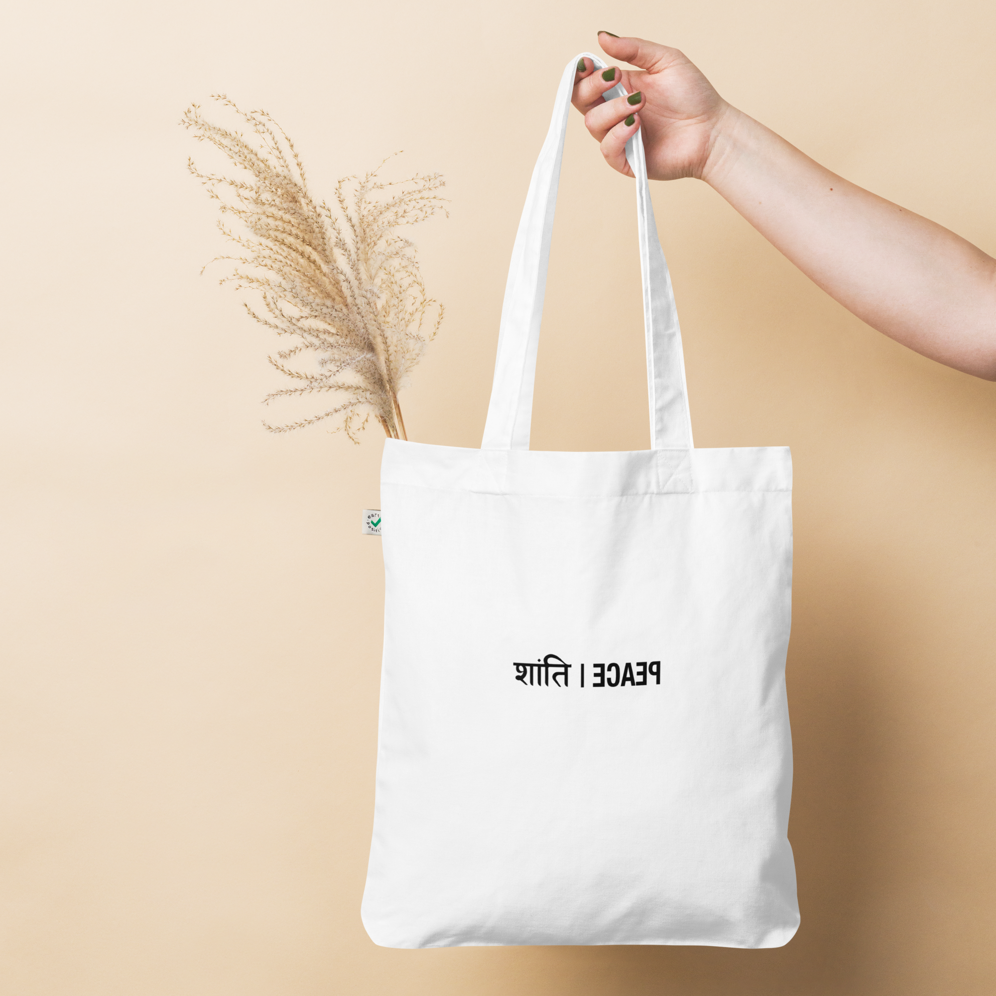 'PEACE' ORGANIC INDIAN TOTE BAG